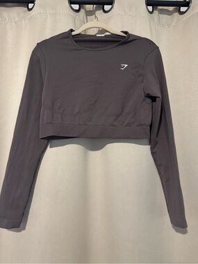 Gymshark Women's Long Sleeve Cropped Training Top - Cool Brown